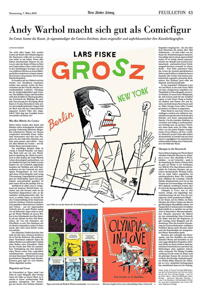 Lars Fiskes "Grosz. Berlin – New York" får flott mottagelse i tysk utgave v/ avant-verlag.