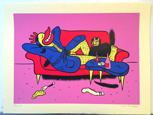 Sindre W. Goksøyr: Chicken Sofa, silketrykk