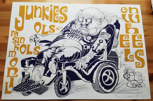 Christopher Nielsen: "Junkies on Wheels" Silketrykk, 6 motiver
