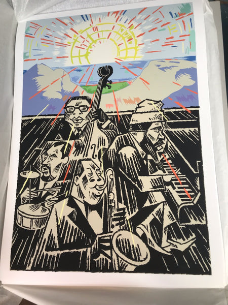 Lars Fiske: Thelonious Monk kvartett i Aulaen 1966. Signert HQ print