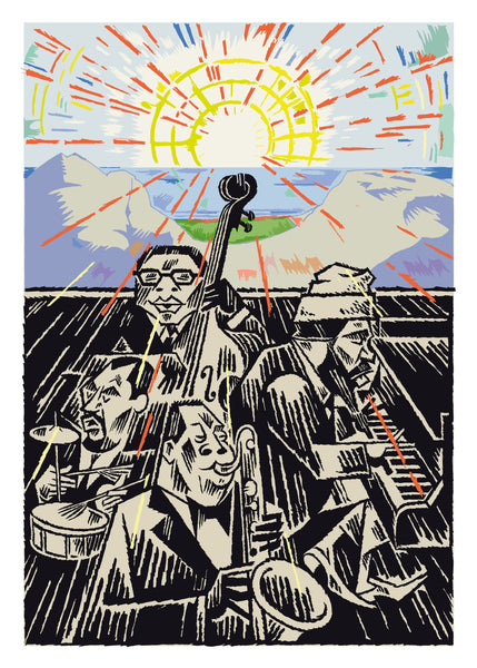 Lars Fiske: Thelonious Monk kvartett i Aulaen 1966. Signert HQ print