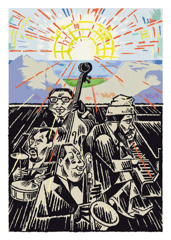 Lars Fiske: Thelonious Monk kvartett i Aulaen 1966. Signert HQ print