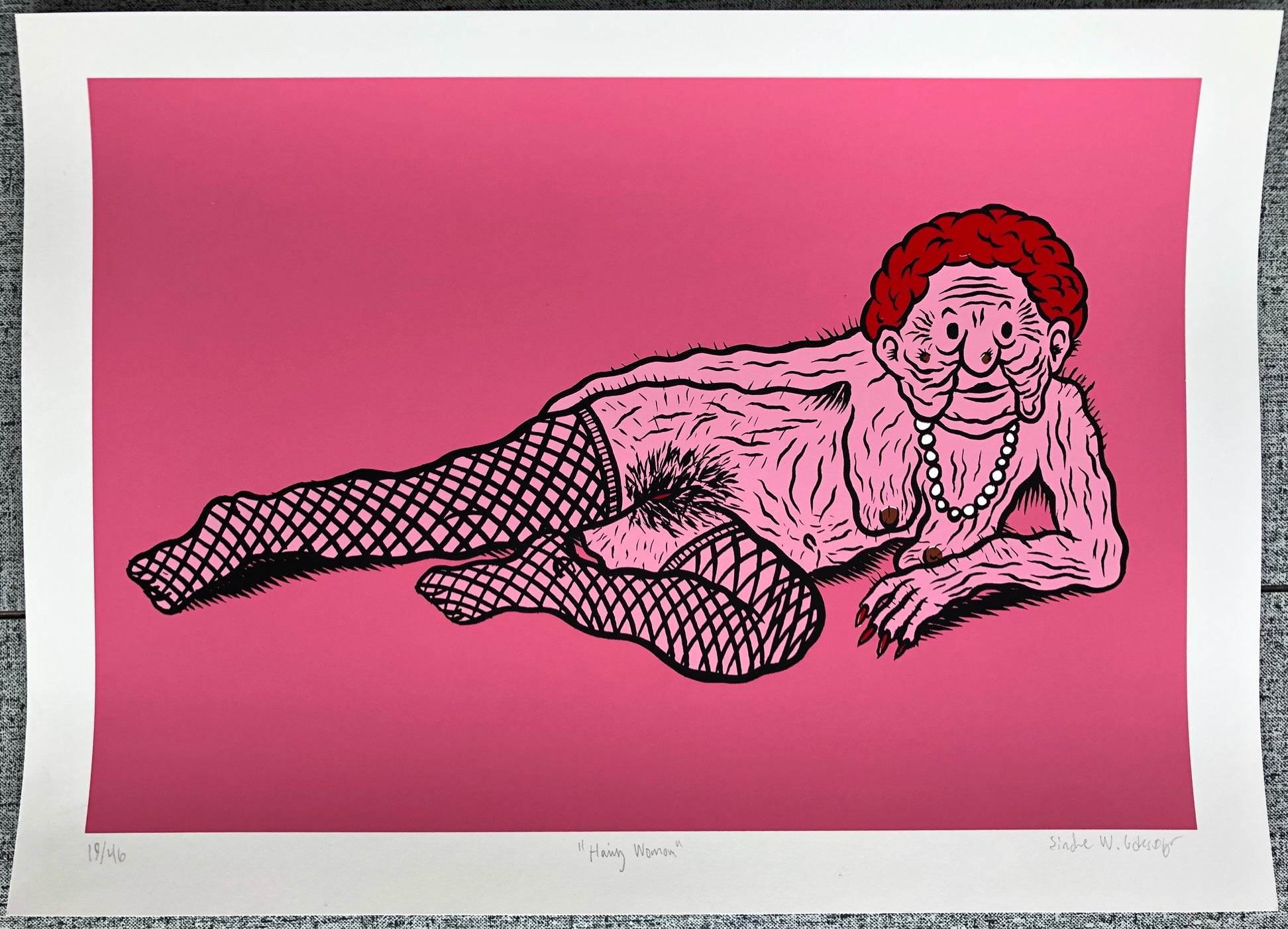 Sindre W. Goksøyr: Hairy Woman. Silketrykk